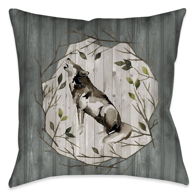 Millwood Pines Englert Woodland Wolf Throw Pillow Wayfair